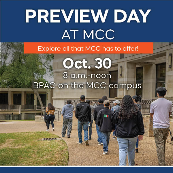 Promotional graphic about Preview Day at MCC