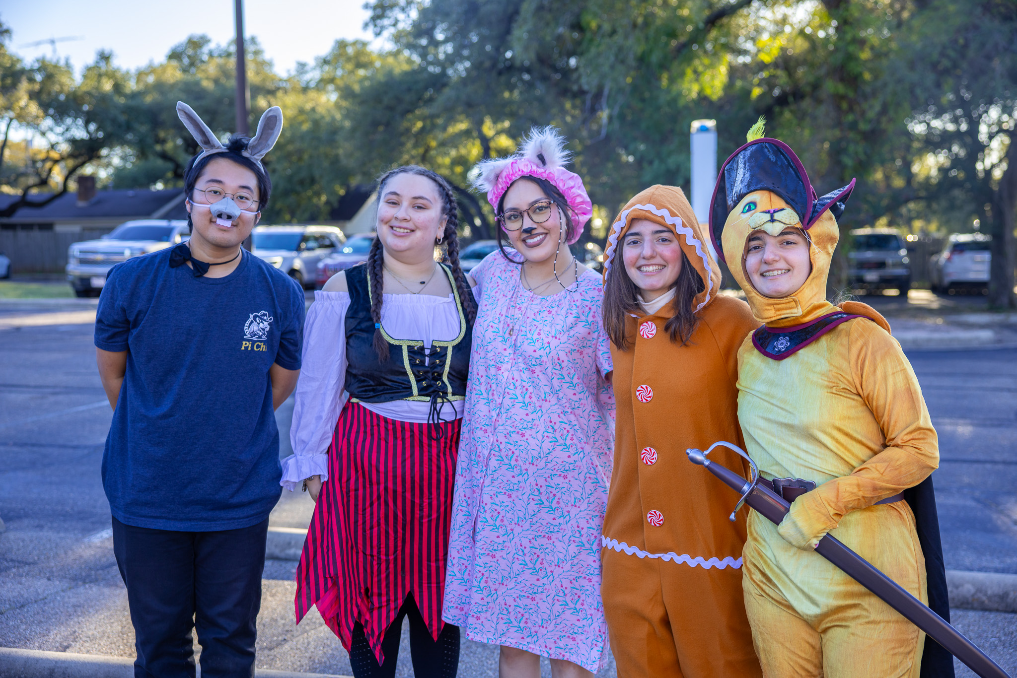 Students dressed in Shrek-Themed costumes