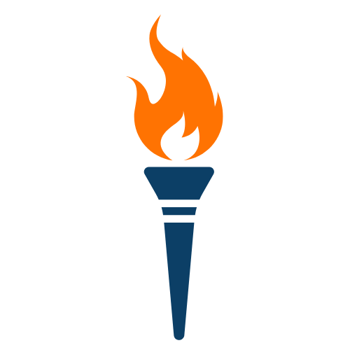 Blue torch with orange flame. 