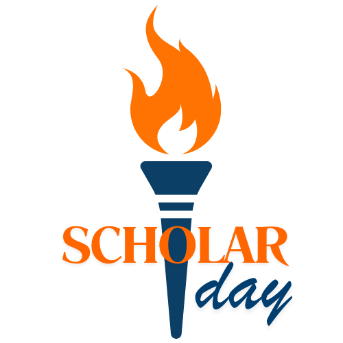 Torch with Scholar Day written across it.